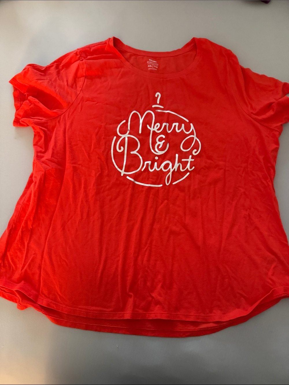 Old Navy Red 'Merry & Bright' Graphic Short Sleeve Tee
